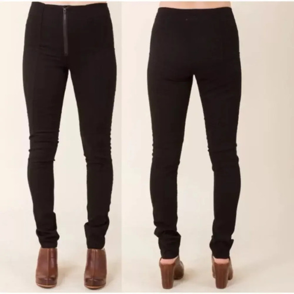 Prairie Underground Womens Denim Girdle Ankle Length Jean Leggings S Black Zip - Picture 2 of 9